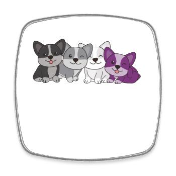 Asexual Flag Corgi Pride LGBTQ cute dogs - Square fridge magnet - white - Front