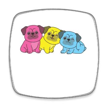 Pansexual Flag Pug Pride LGBTQ chiens mignons - Magnet carré - blanc - Devant