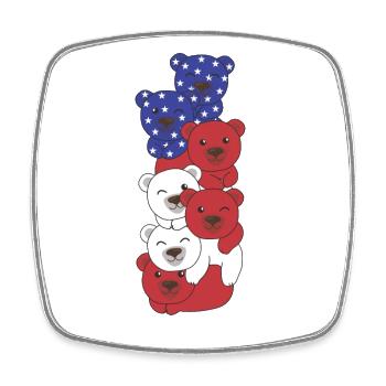Bär für den vierten Juli USA Flagge Axolotls - Viereckiger Kühlschrankmagnet - Weiß - Vorne