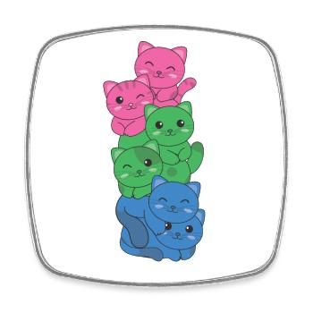 Polysexual Flag cat Pride LGBTQ cute cat - Square fridge magnet - white - Front