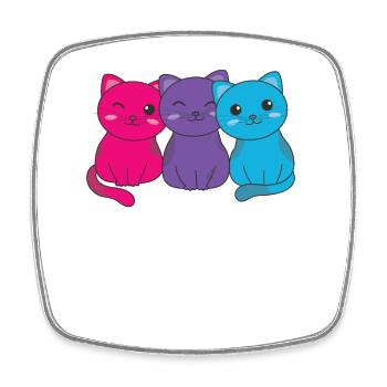 androgyn Flag Pride LGBTQ süßer Katzen Haufen - Viereckiger Kühlschrankmagnet - Weiß - Vorne