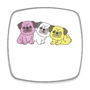 twink Flag Pug Pride LGBTQ chiens mignons - Magnet carré - blanc - Devant