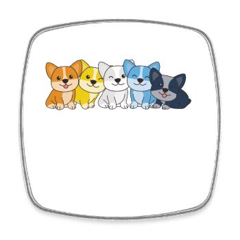 aroace Flag Corgi Pride LGBTQ cute dogs - Square fridge magnet - white - Front