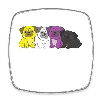 Nonbinary Flag Mops Pride LGBTQ süße Hunde - Viereckiger Kühlschrankmagnet - Weiß - Vorne