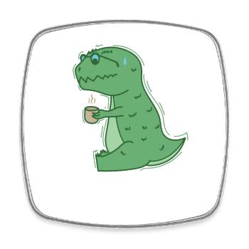 Dino trinkt Kaffee Dinosaurier Reptil - Viereckiger Kühlschrankmagnet - Weiß - Vorne