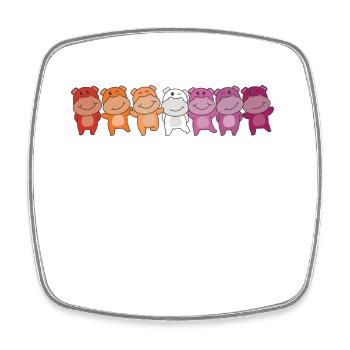 Lesbian Flag Pride LGBTQ Cute Hippo - Square fridge magnet - white - Front