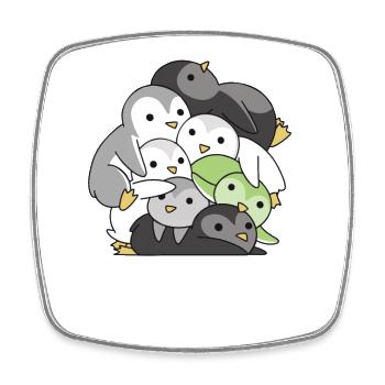Agender Flag Pride Pingouin mignon LGBTQ - Magnet carré - blanc - Devant