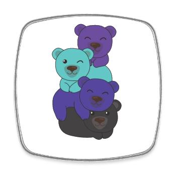 Alexigender Flag Pride LGBTQ Mignon Bear Bunch - Magnet carré - blanc - Devant