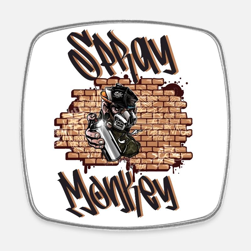 Spray Monkey Graffiti - Viereckiger Kühlschrankmagnet - Weiß