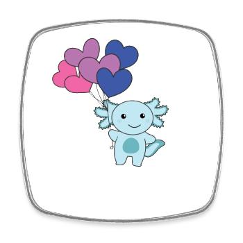 Bi Flagge Ballon Herz Pride LGBTQ Axolotl - Viereckiger Kühlschrankmagnet - Weiß - Vorne