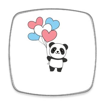 Transgender Flagge Ballon Herzen Pride LGBTQ Panda - Viereckiger Kühlschrankmagnet - Weiß - Vorne