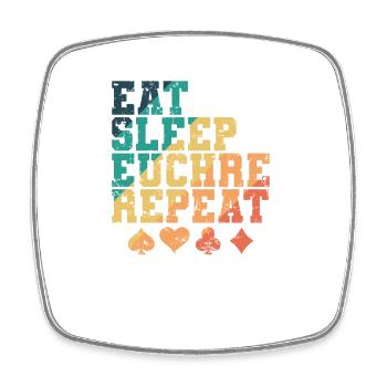 Manger dormir Euchre Répéter les cartes de jeu de cartes - Magnet carré - blanc - Devant
