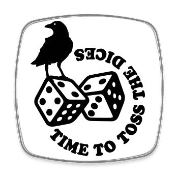Raven & Cube (Dice toss) - Square fridge magnet - white - Front