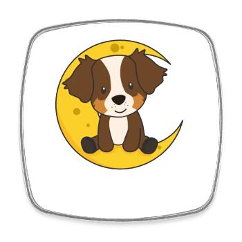 Mond Australian Shepherd süße Tiere für die Nacht - Viereckiger Kühlschrankmagnet - Weiß - Vorne