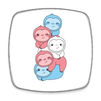 Transgenre Flag Pride LGBTQ Mignon Paresseux Bunch - Magnet carré - blanc - Devant