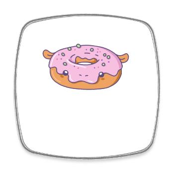 Lustiger Hippo Donut Niedliche Kawaii Ästhetik - Viereckiger Kühlschrankmagnet - Weiß - Vorne