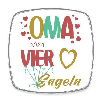 Oma von vier Enkeln / Enkelkindern - Viereckiger Kühlschrankmagnet - Weiß - Vorne
