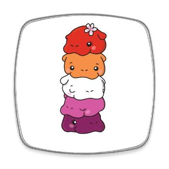 Lesbian Flag Pride LGBTQ sweet Hippo - Square fridge magnet - white - Front