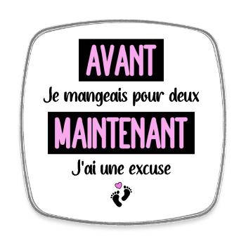Annonce grossesse original subtil femme enceinte - Magnet carré - blanc - Devant