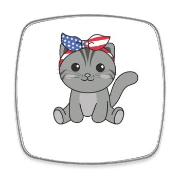 4th of July american cat for kids cute usa cat - Viereckiger Kühlschrankmagnet - Weiß - Vorne