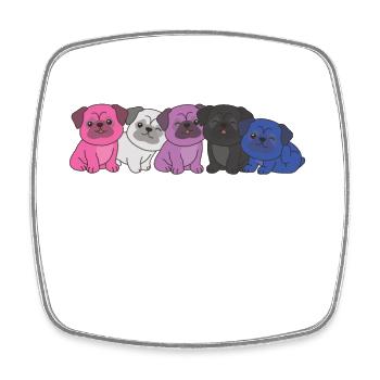 Genderfluid Flag Pug Pride LGBTQ cute dogs - Square fridge magnet - white - Front