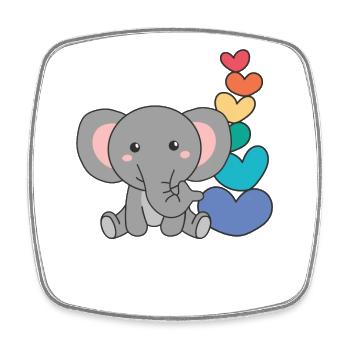 Regenbogen Herzen Pride LGBTQ süße tiere Elefant - Viereckiger Kühlschrankmagnet - Weiß - Vorne