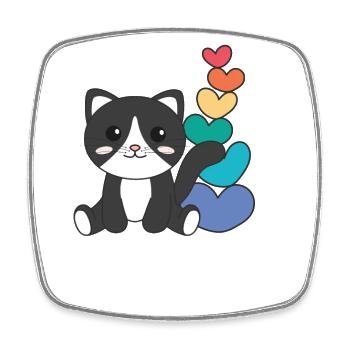 Regenbogen Herzen Pride LGBTQ süße tiere Katze - Viereckiger Kühlschrankmagnet - Weiß - Vorne