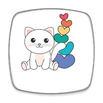 Regenbogen Herzen Pride LGBTQ süße tiere Katze - Viereckiger Kühlschrankmagnet - Weiß - Vorne