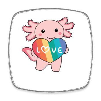 coeurs arc-en-ciel fierté LGBTQ animaux mignons axolotl - Magnet carré - blanc - Devant