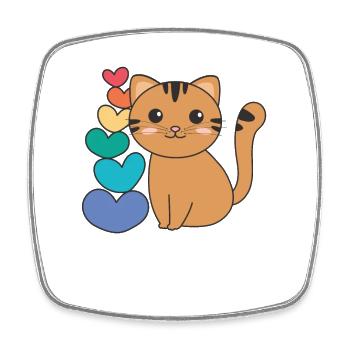 Regenbogen Herzen Pride LGBTQ süße tiere Katze - Viereckiger Kühlschrankmagnet - Weiß - Vorne