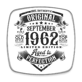 September 1962 Jahrgang Geburtstag Retro Geschenk - Viereckiger Kühlschrankmagnet - Weiß - Vorne