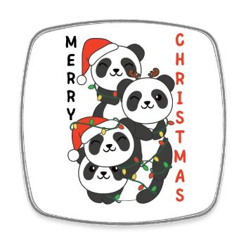 Panda Arbre de Noël Animaux de Noël Pandas - Magnet carré - blanc - Devant