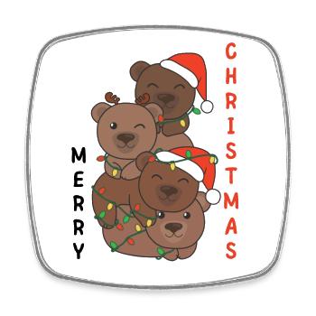 Ours Arbre de Noël Animaux de Noël Ours - Magnet carré - blanc - Devant