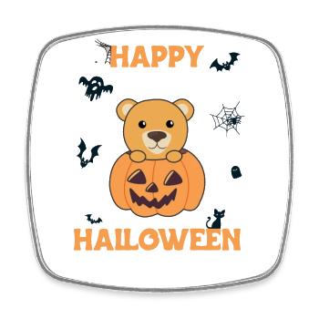 Bear in pumpkin cute bears Happy Halloween - Square fridge magnet - white - Front