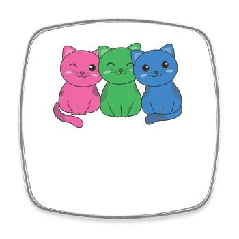 Polysexual Flag cat Pride LGBTQ cute cat - Square fridge magnet - white - Front