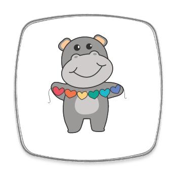 Rainbow Flag Gay Pride LGBTQ Hearts Hippo - Square fridge magnet - white - Front