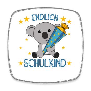 Enfin SchoolChild Koala School Bag Inscription - Magnet carré - blanc - Devant
