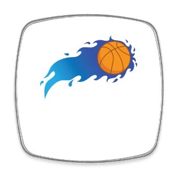 Basketball mit blauen Flammen Ballsport USA - Viereckiger Kühlschrankmagnet - Weiß - Vorne