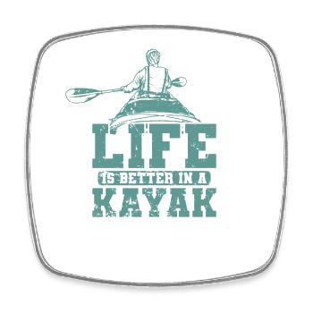 Live is better in a Kayak Paddelboot - Viereckiger Kühlschrankmagnet - Weiß - Vorne