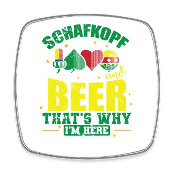 Schafkopf and Beer that’s why I’m here - Viereckiger Kühlschrankmagnet - Weiß - Vorne