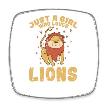 Just a Girl who Loves Lions Africa Lion - Square fridge magnet - white - Front