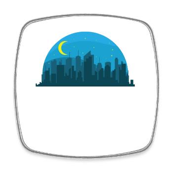 Skyline bei Nacht Gebäude Stadt Silhouette - Viereckiger Kühlschrankmagnet - Weiß - Vorne