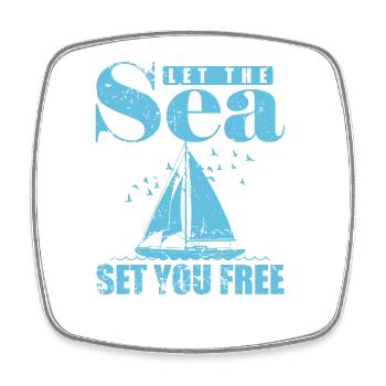Let the Sea set you Free Segeln Boot Sport - Viereckiger Kühlschrankmagnet - Weiß - Vorne