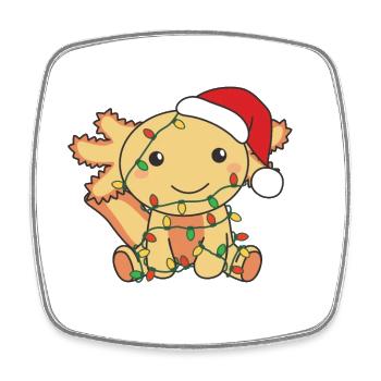 Axolotl Christmas Winter Animals Axolotls - Square fridge magnet - white - Front