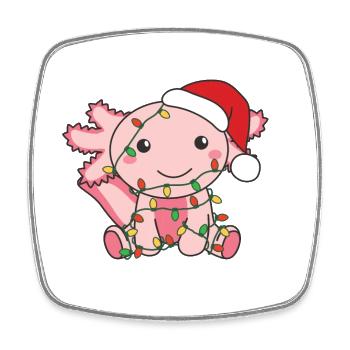 Axolotl Christmas Winter Animals Axolotls - Square fridge magnet - white - Front