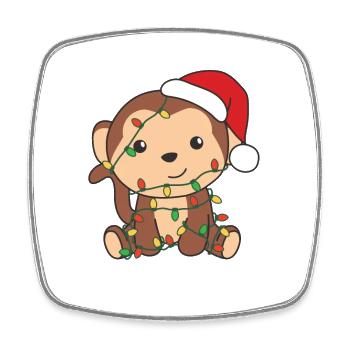 Singe Noël Animaux d’hiver Singes - Magnet carré - blanc - Devant