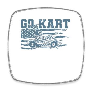 Go Kart Kartbahn Rennen Rennstrecke Sport - Viereckiger Kühlschrankmagnet - Weiß - Vorne