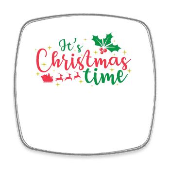 It's Christmas Time Family Time Christmas - Square fridge magnet - white - Front