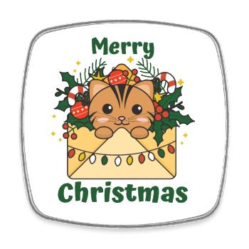Chat Lettre de Noël Animaux d’hiver Chats - Magnet carré - blanc - Devant