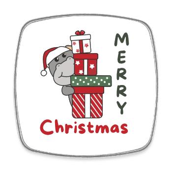 Hippo Christmas Gift Winter Animals Hippos - Square fridge magnet - white - Front